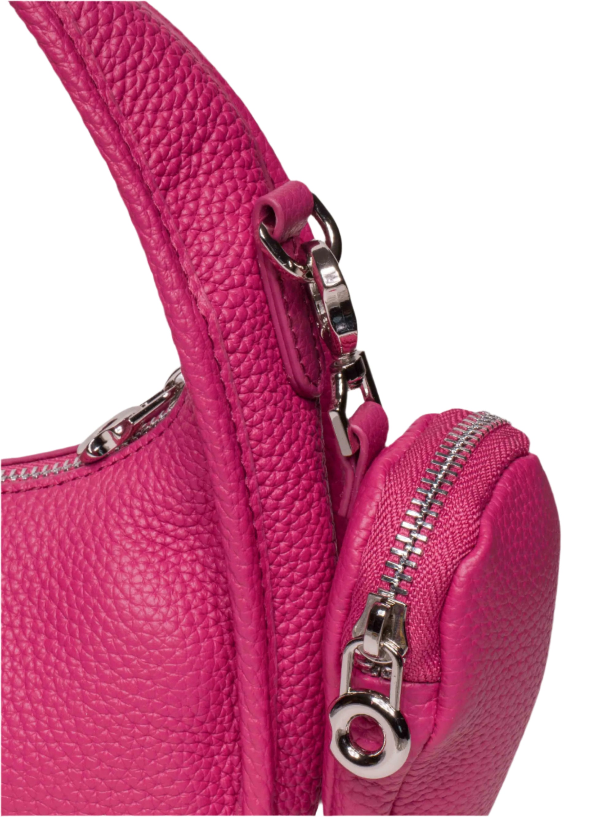 Jolie - Ladies Leather Hobo With Hanging Airpod Case | Fuschia