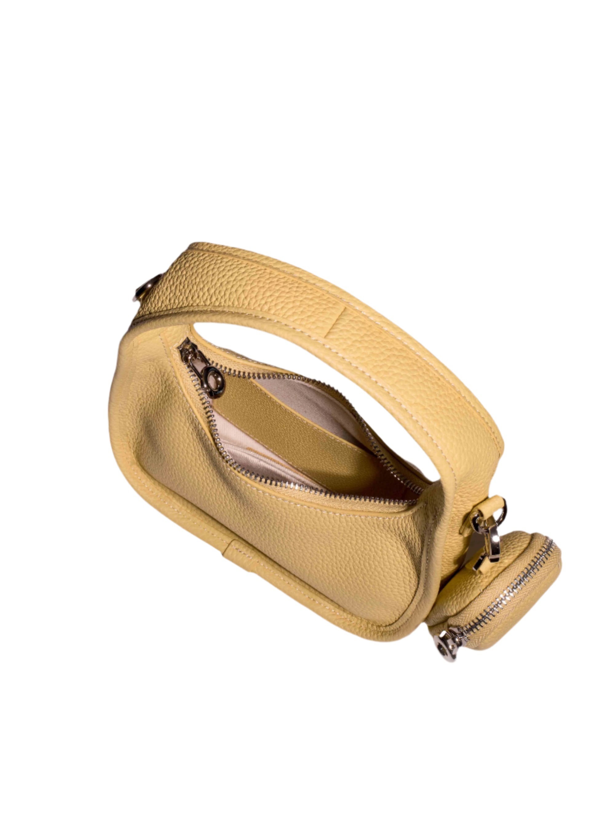 Jolie - Ladies Leather Hobo With Hanging Airpod Case | Butter Yellow