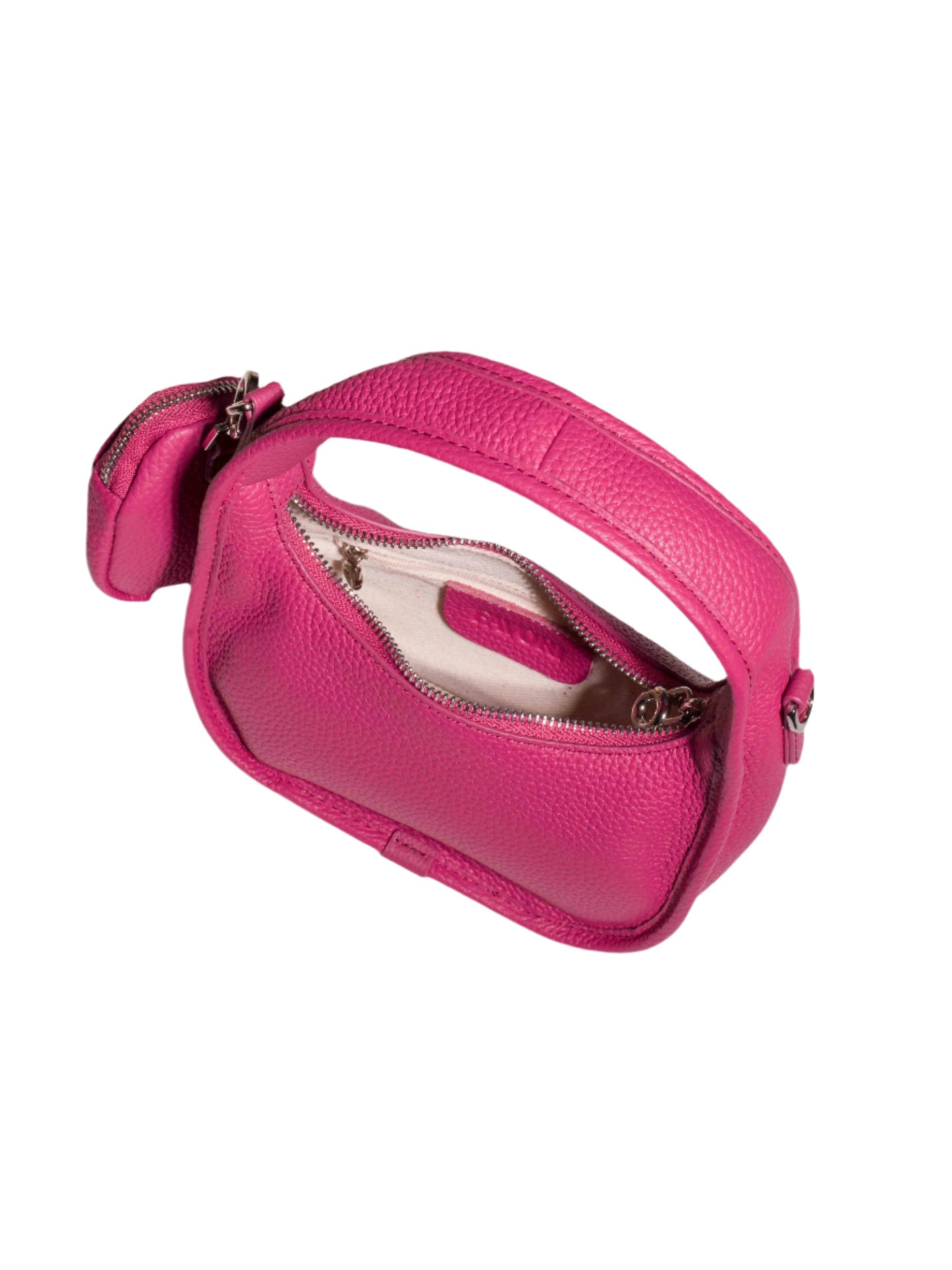 Jolie - Ladies Leather Hobo With Hanging Airpod Case | Fuschia