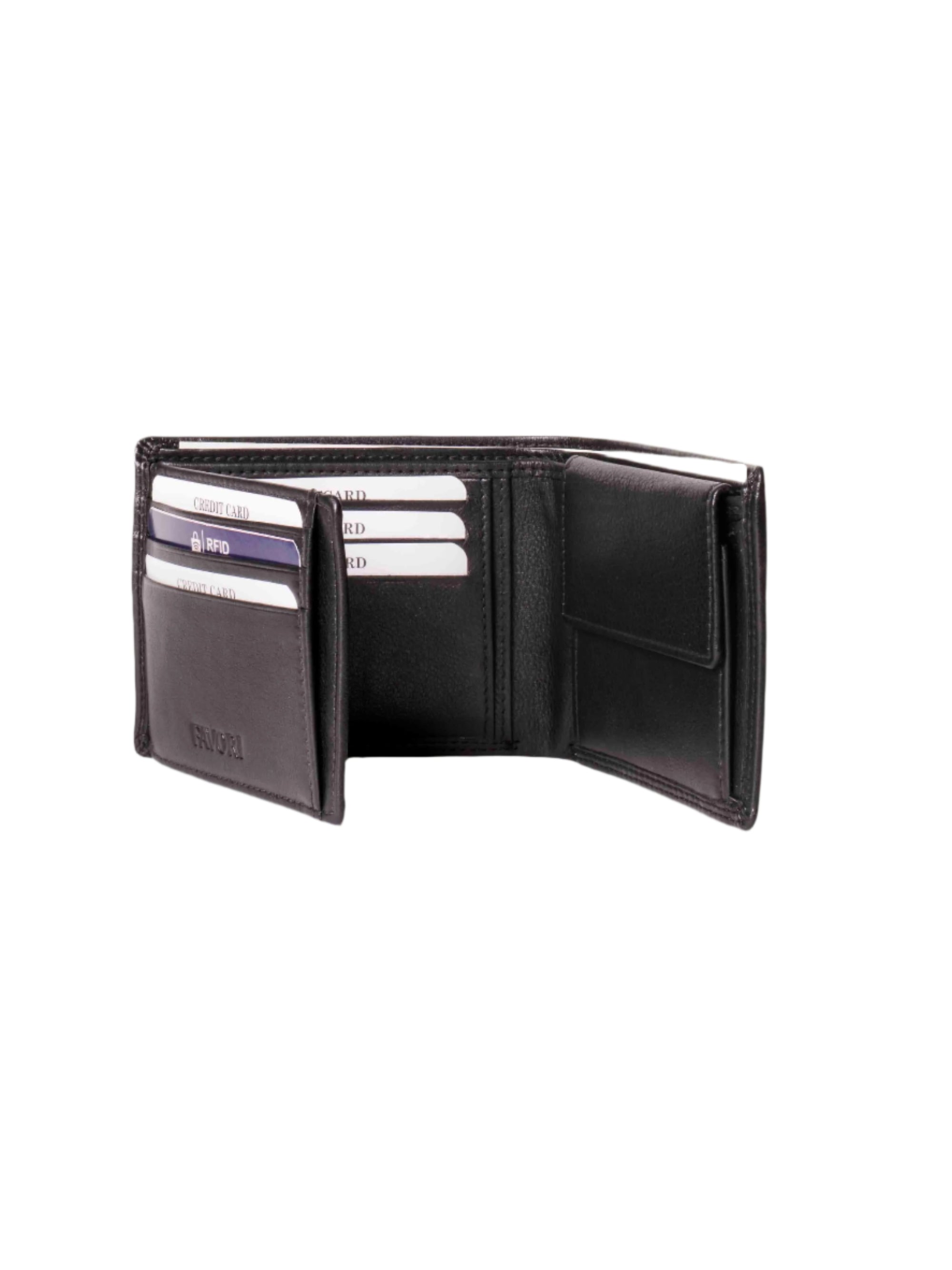 Filato Bi-Fold Men's Leather Wallet With RFID | Black