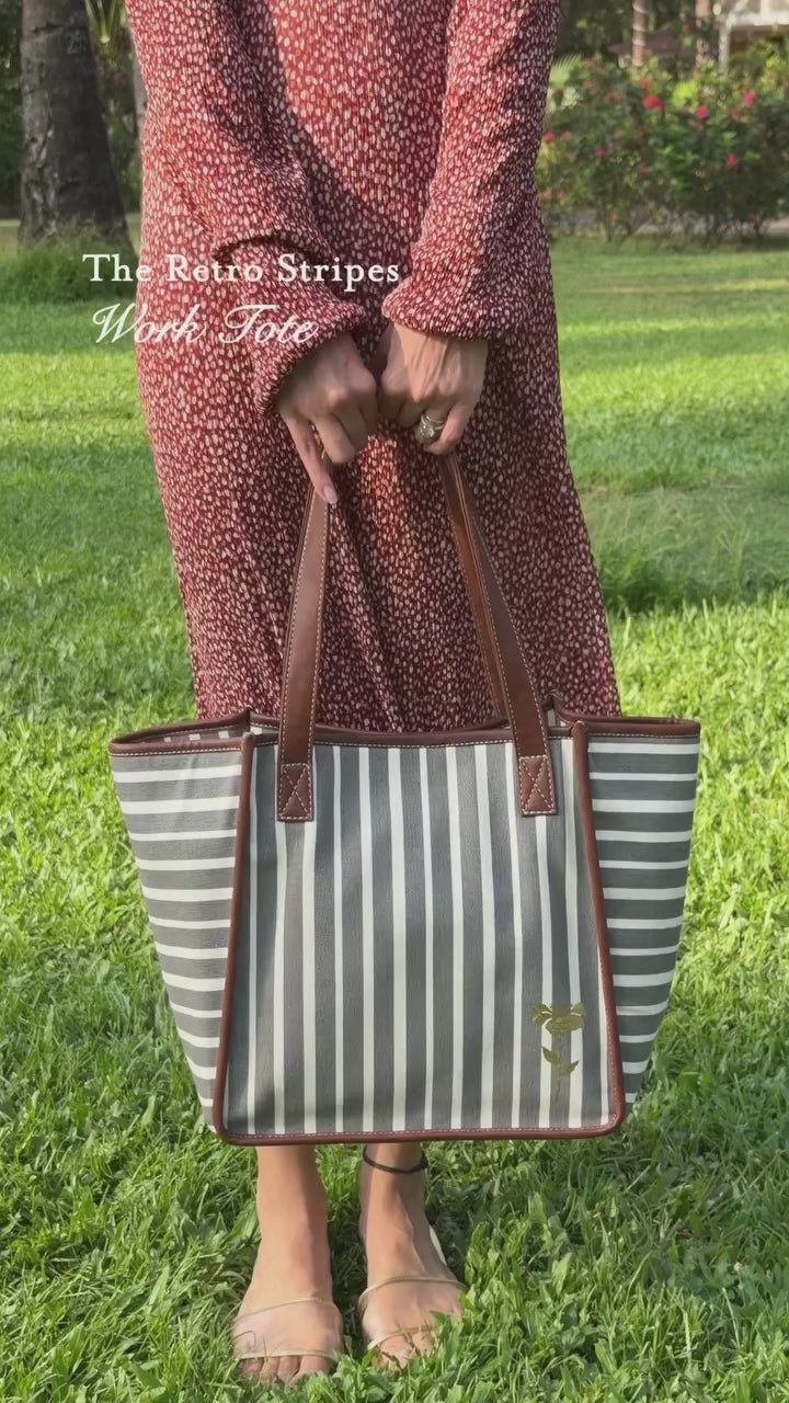 Retro Stripe Ladies Work Tote
