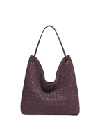 Sia Duo - Ladies Woven Tote Bag , Faux Leather | Espresso