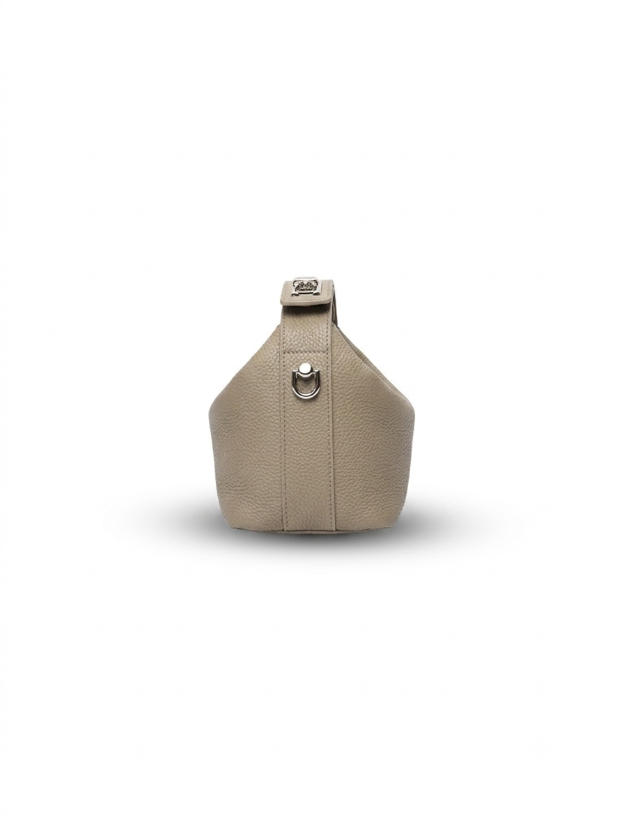 Liora — Leather Top Handle Bag | Taupe