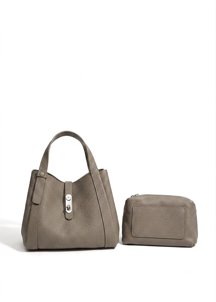 Toscana Pebble-Ladies leather bucket bag, col. Elephant Grey
