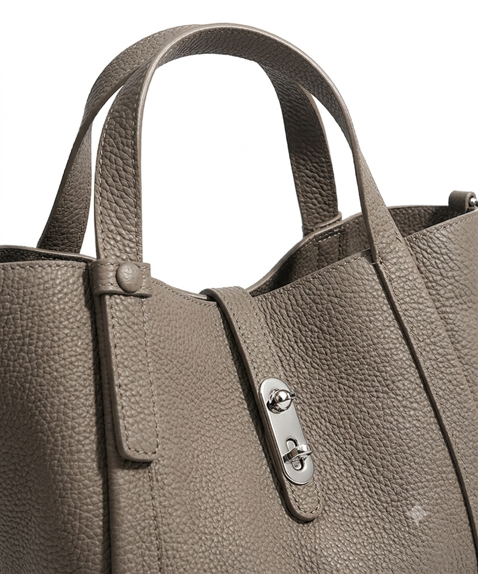 Toscana Pebble-Ladies leather bucket bag, col. Elephant Grey