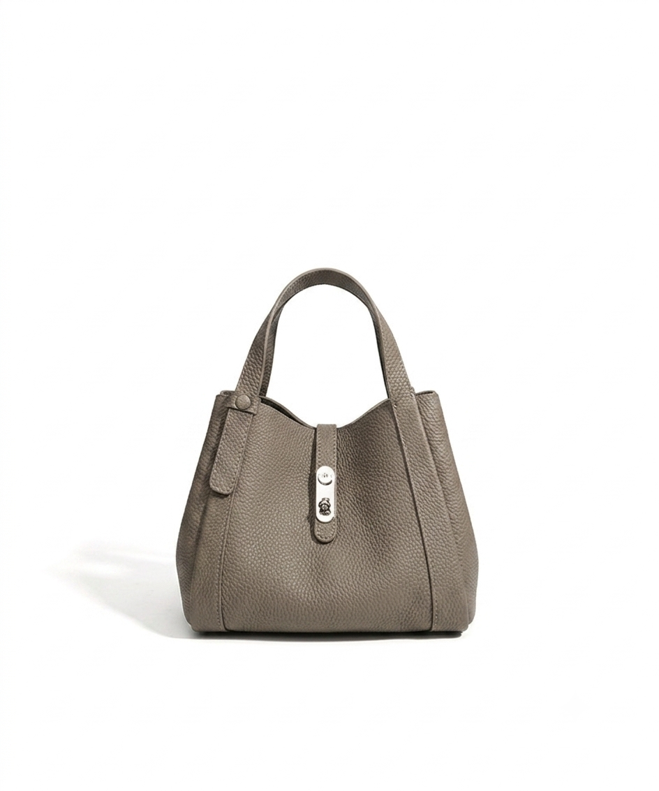 Toscana Pebble-Ladies leather bucket bag, col. Elephant Grey