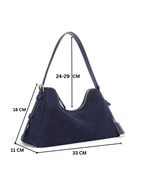 Velena - Ladies Suede Leather Baguette Bag | Navy