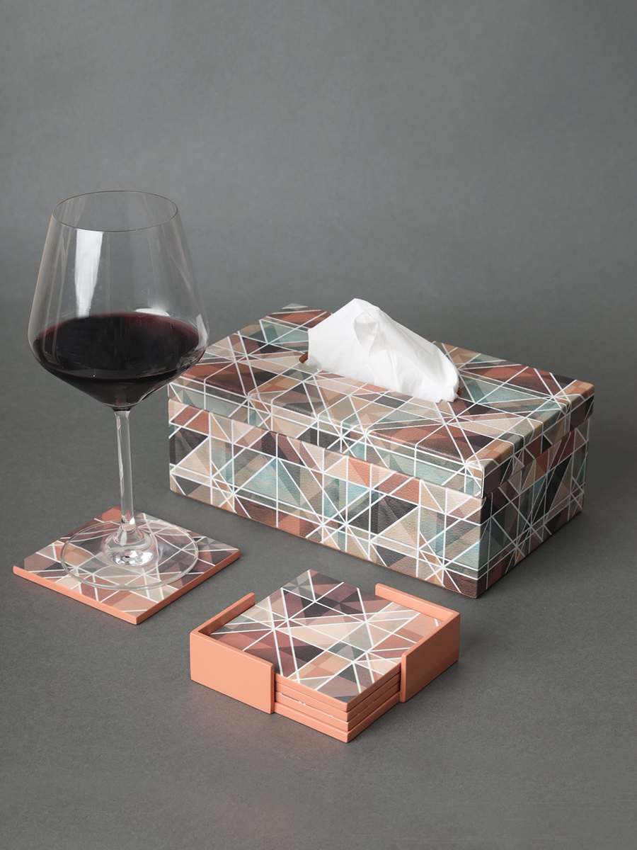 Digital printed Tissue box and coaster set