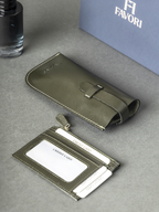 Set of Spectacle Case and Credit Card Holder - Leather | Olive