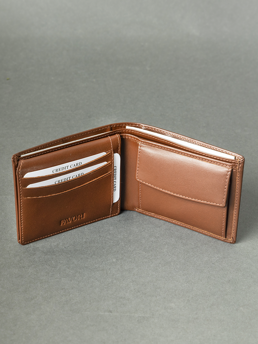 Mens Leather Wallet with RFID blocking - Tan