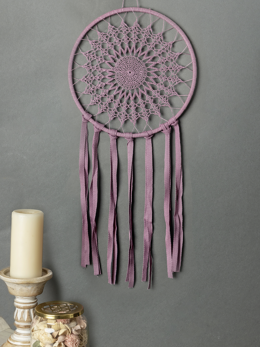 Handcrafted dream catcher in ruby colour