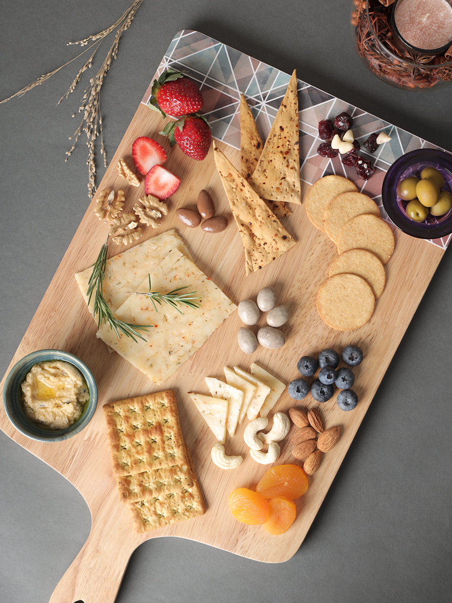 Beautiful cheese board with digital print
