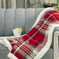 Knitted kids blanket with inside fur and vibrant check pattern